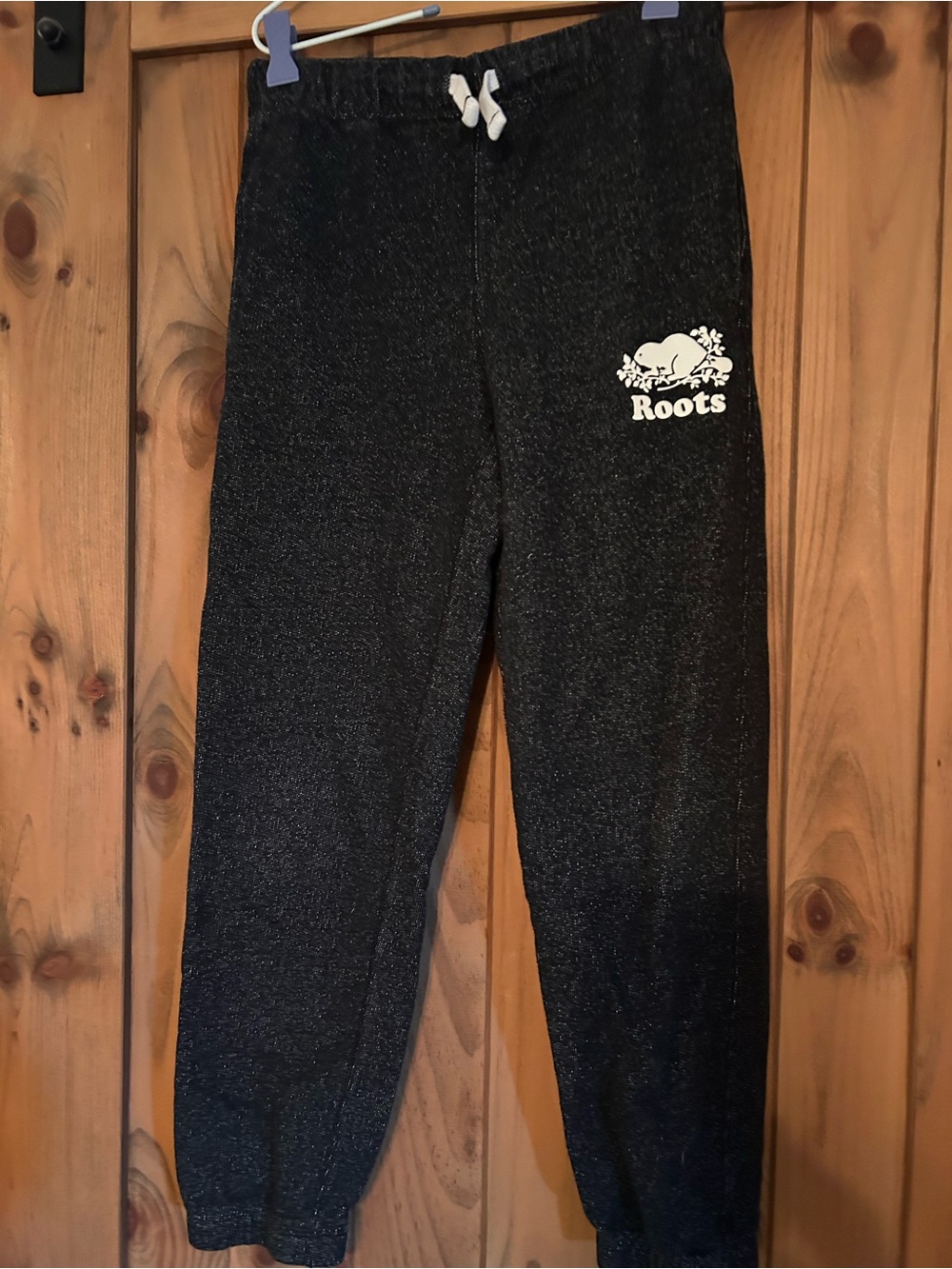 Roots Kids Dark Heather Black Sweatpants with White Logo